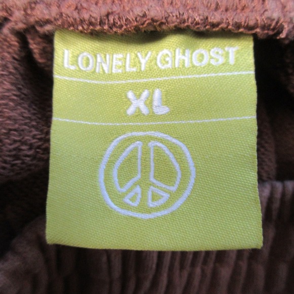 Lonely Ghost Graphic Print Sweatpants Women XL Brown Cotton Relaxed Lounge 608 - Picture 3 of 12